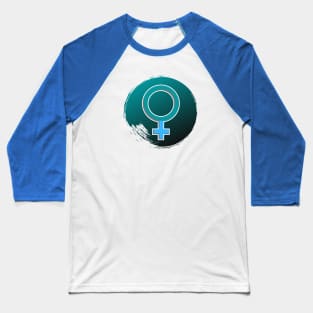 Female Symbol – Blue and Green Baseball T-Shirt